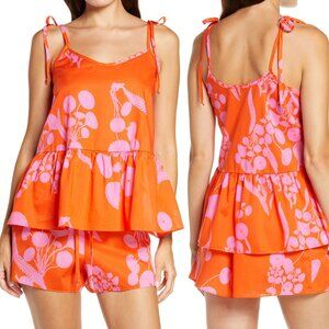 HANKY PANKY x Cynthia Rowley Orange Crush Short PAJAMA PJ Sleep SET Size M NEW